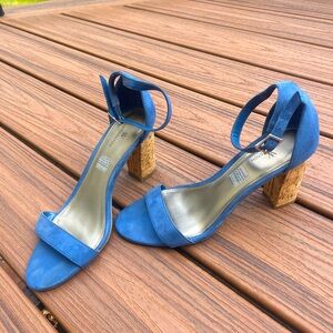 Worthington Cork 3” Heels, medium blue, size 9